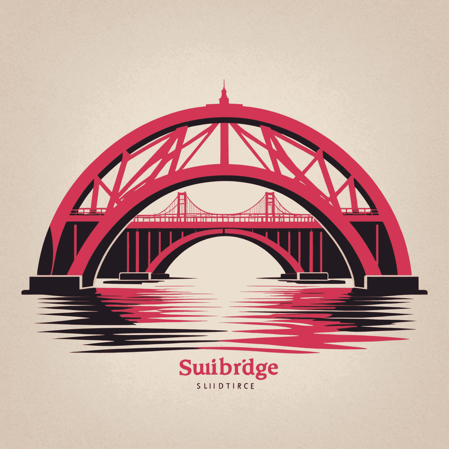 SuiBridge logo featuring a stylized bridge in red and pink tones