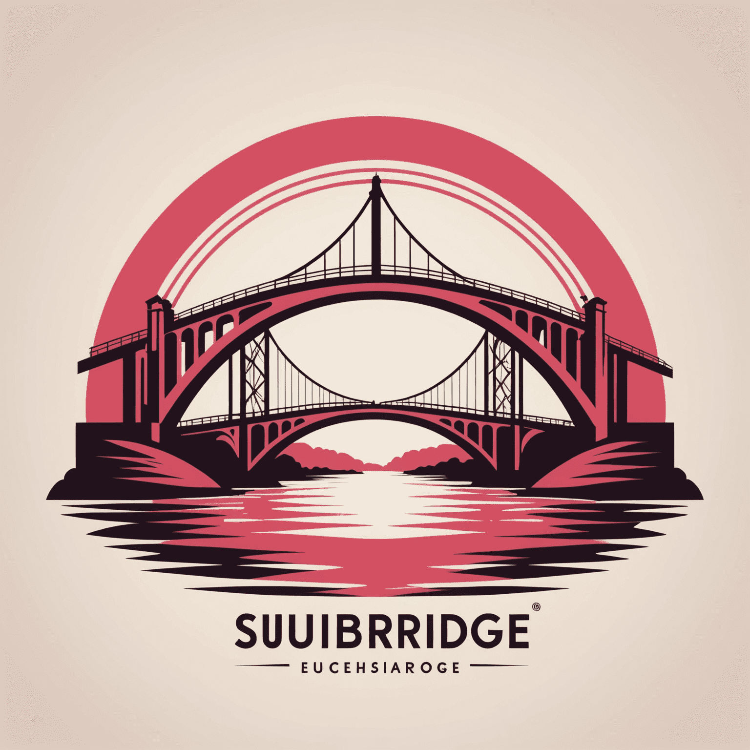 SuiBridge logo featuring a stylized bridge in red and pink tones