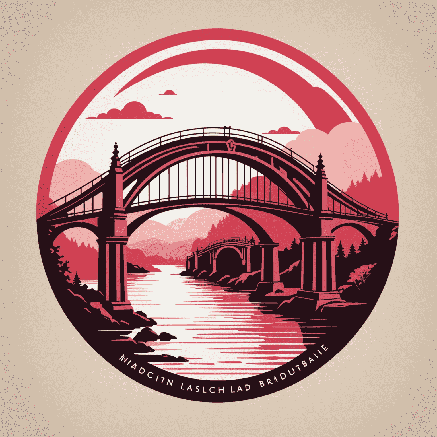 SuiBridge logo featuring a stylized bridge in red and pink tones