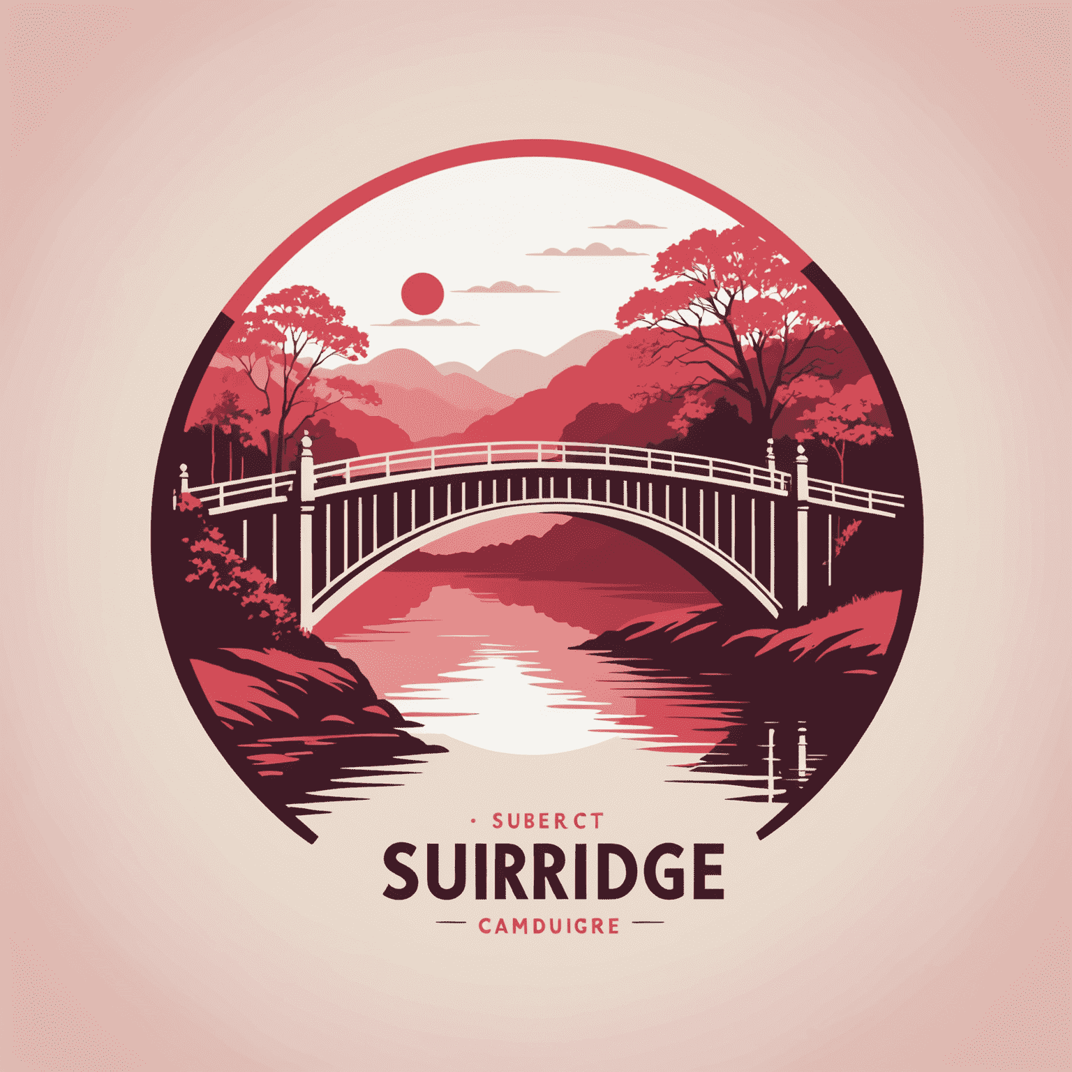 SuiBridge logo featuring a stylized bridge in red and pink tones