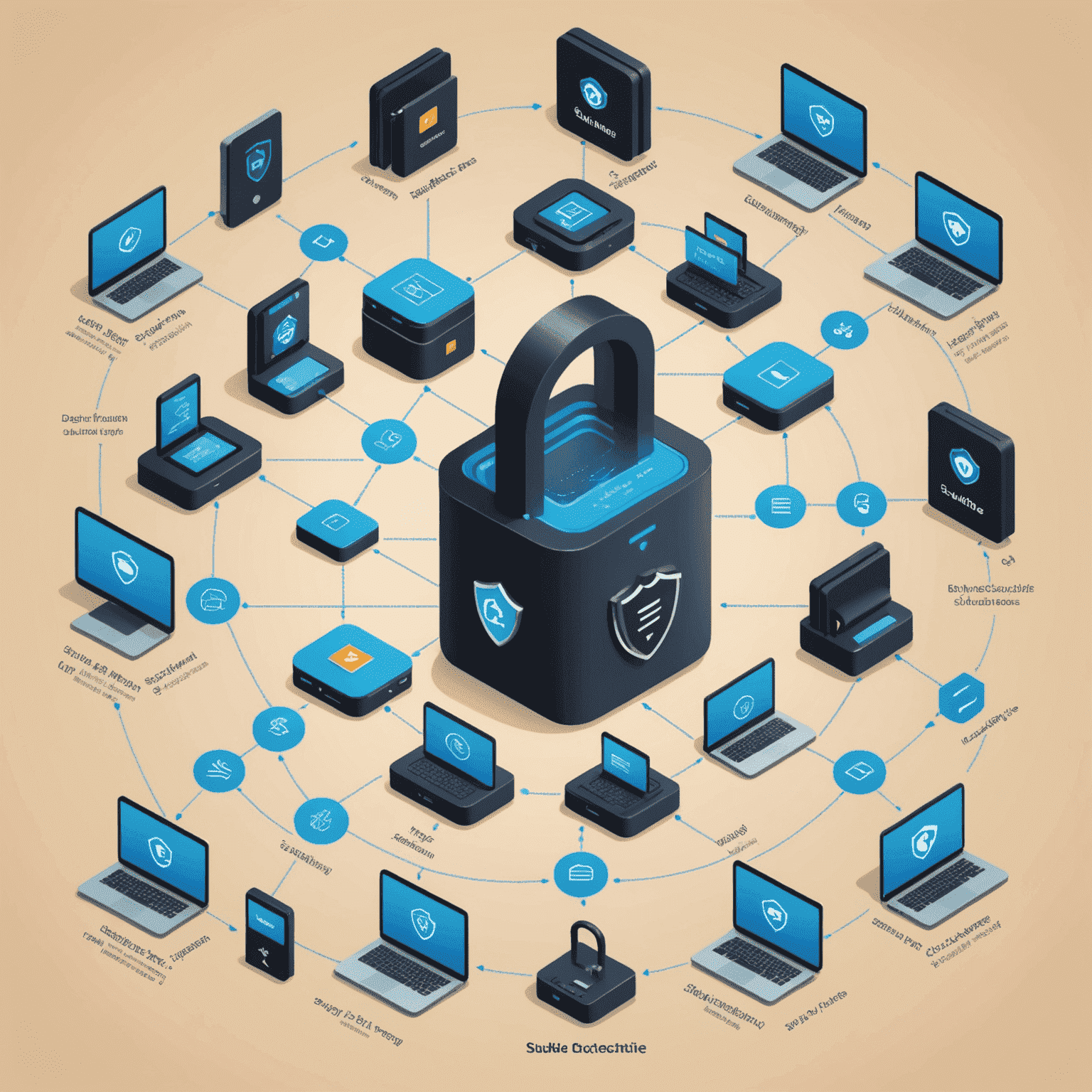 Illustration of SuiBridge's security architecture, showing multiple layers of protection including encryption, multi-sig wallets, and cross-chain verification processes